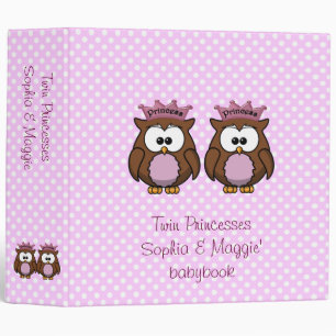 twin owl princess 3 ring binder