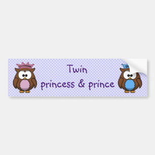 twin owl princess & prince bumper sticker