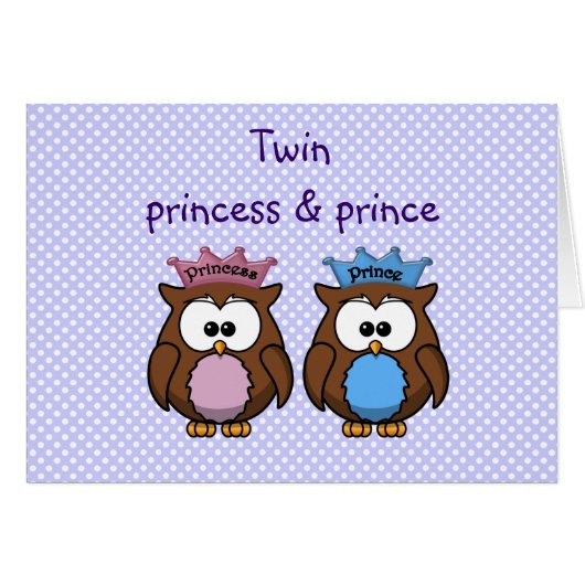 twin owl princess & prince cards (Front Horizontal)