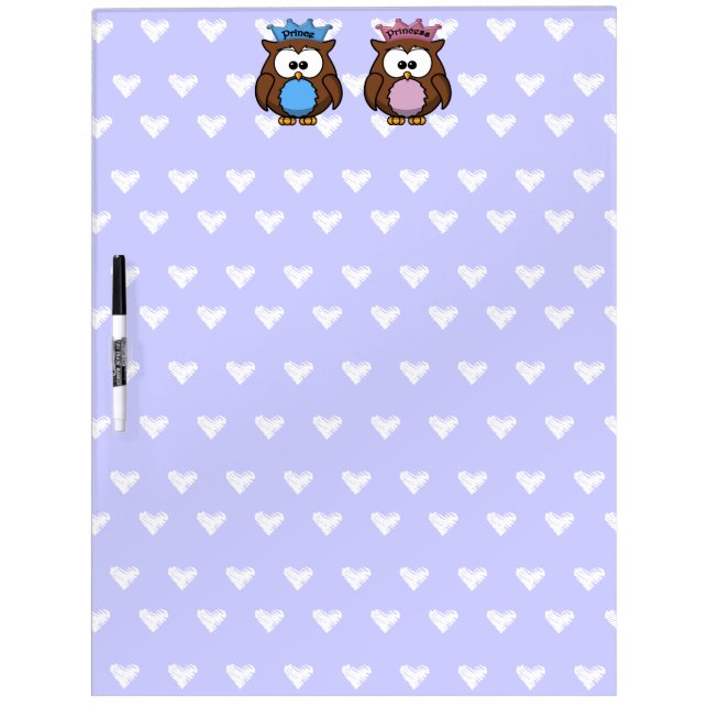twin owl princess & prince dry erase board (Front)