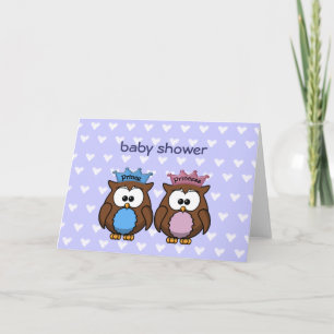 twin owl princess & prince invitation