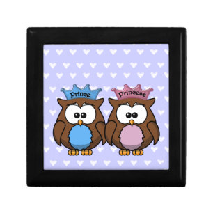 twin owl princess & prince jewelry box