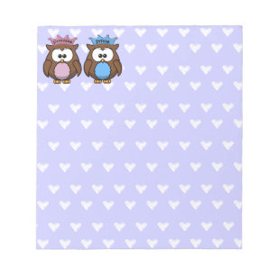 twin owl princess & prince notepad