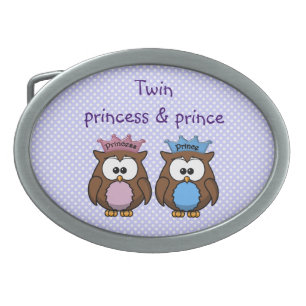 twin owl princess & prince oval belt buckle