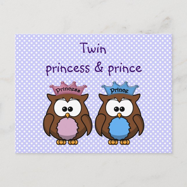 twin owl princess & prince postcard (Front)