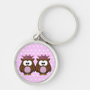 twin owl princesses keychain