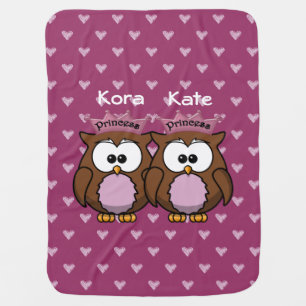 twin owl princesses stroller blanket