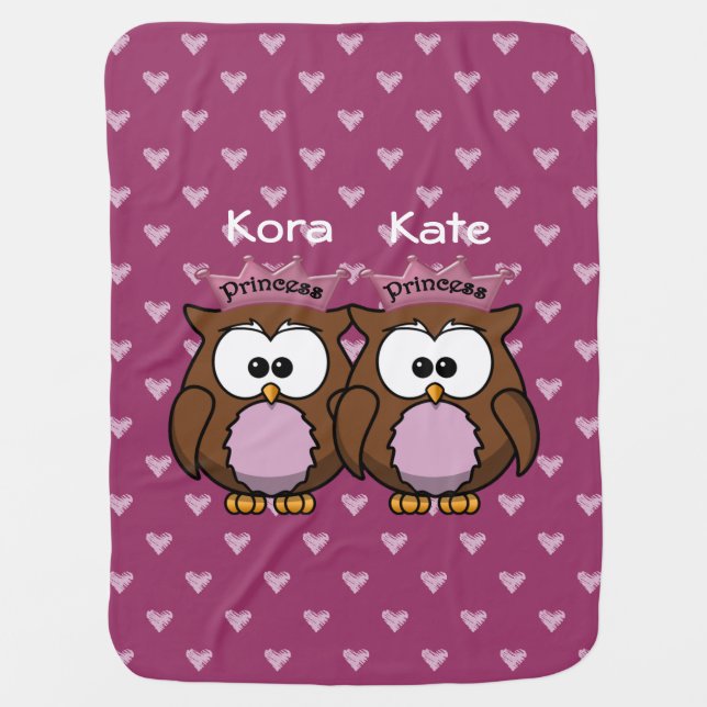 twin owl princesses stroller blanket (Front)