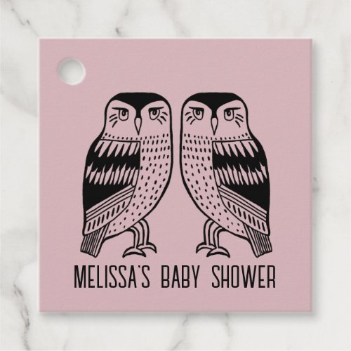 Twin Owls Cute Simple Chic CUSTOM BABY SHOWER  Favor Tags