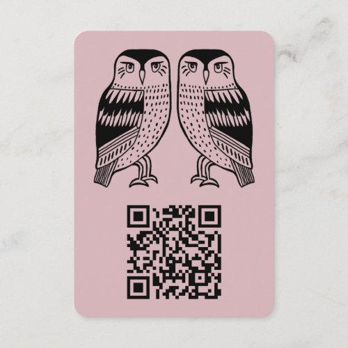 Twin Owls Cute Simple CUSTOM QR CODE Enclosure Card