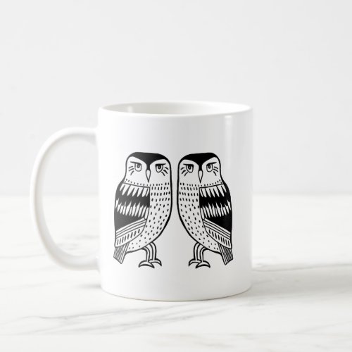 Twin Owls Cute Simple Modern Minimalist Coffee Mug