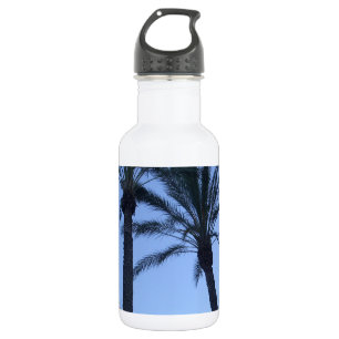 Twin Palm Tree Photo Print Water Bottle