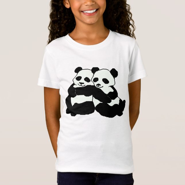 Twin Panda Bears Girl's Bella Shirt (Front)