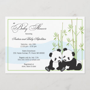Twin Pandas Baby Shower Invitations