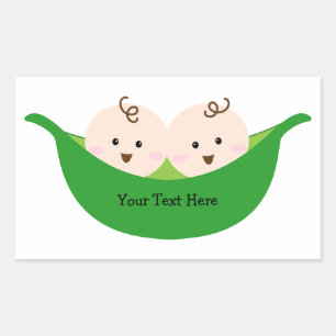 Twin Pea Pods (customizable) Rectangular Sticker