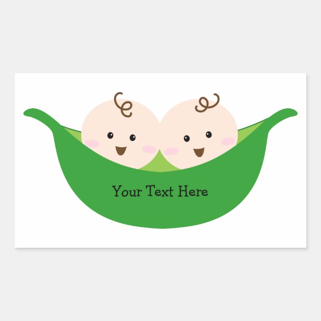 Twin Pea Pods (customizable) Rectangular Sticker (Front)