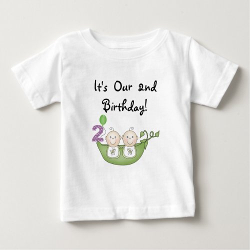 Twin Peas in a Pod 2nd Birthday T_shirts and Gifts