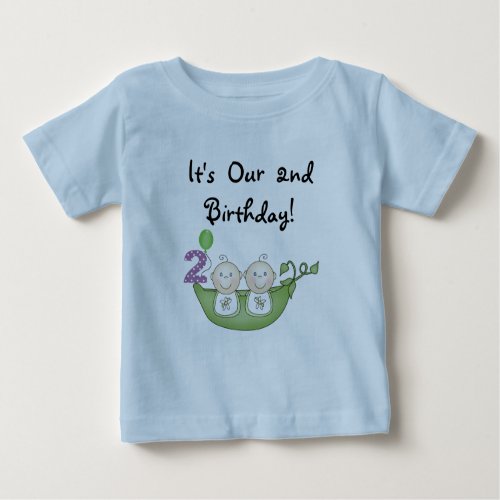 Twin Peas in a Pod 2nd Birthday T_shirts and Gifts