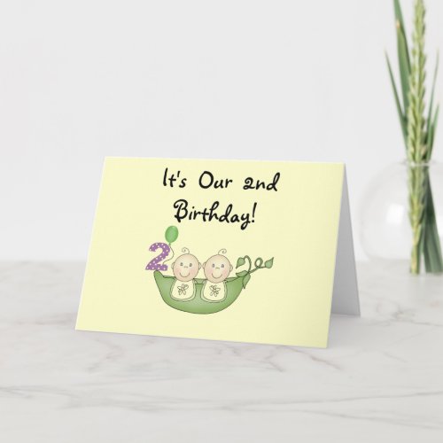 Twin Peas in a Pod 2nd Birthday T_shirts and Gifts Card