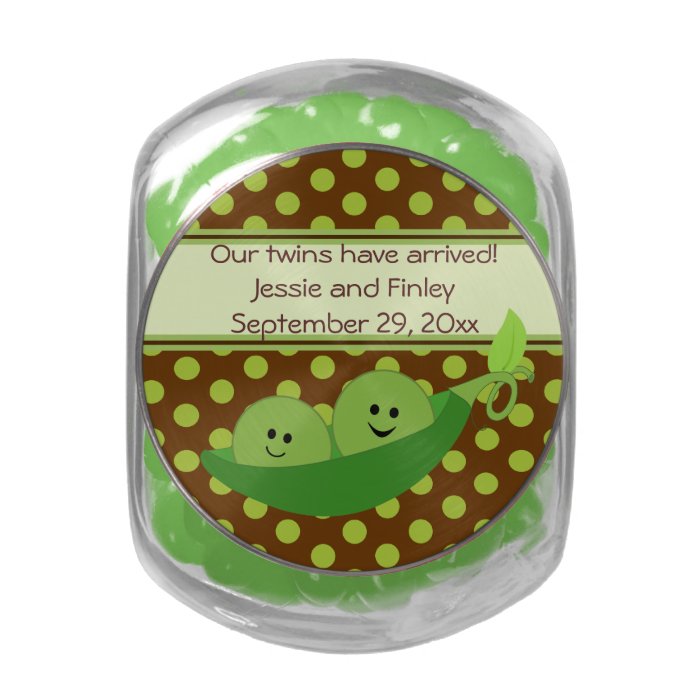 Twin Peas in a Pod Glass Candy Jar