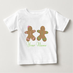 Twin Personalized Gingerbread Cookie Baby Baby T-Shirt