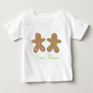 Twin Personalized Gingerbread Cookie Baby Baby T-Shirt