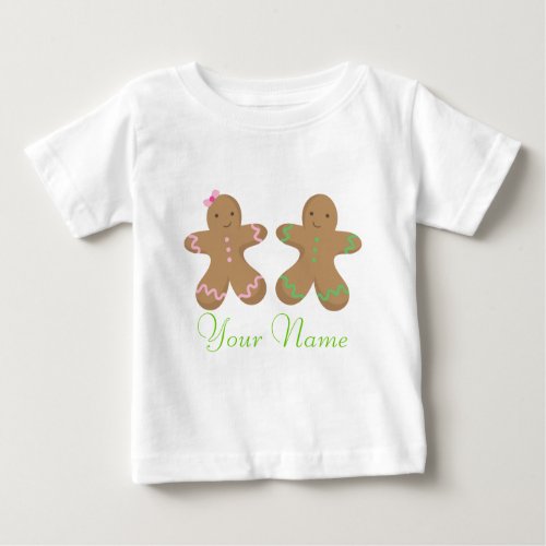 Twin Personalized Gingerbread Cookie Baby Baby T_Shirt