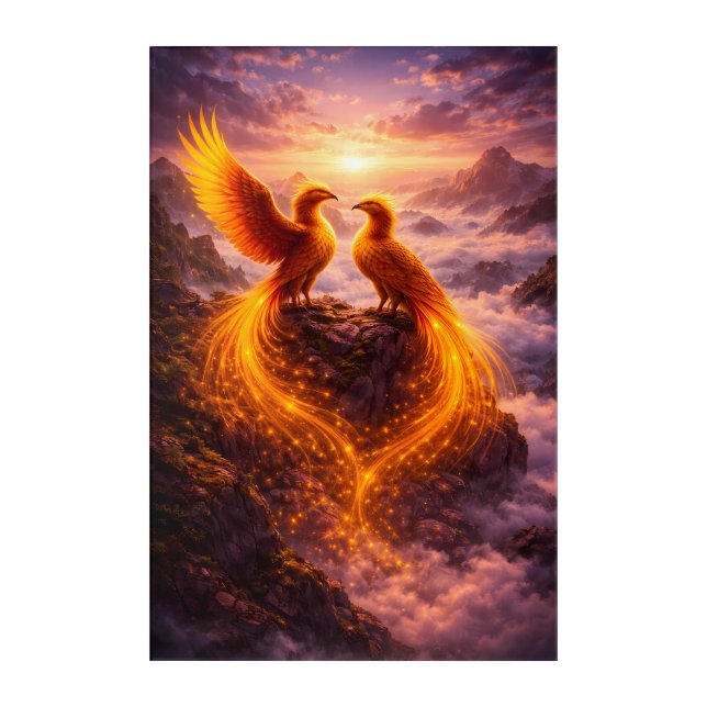 Twin Phoenixes of Eternal Light Acrylic Print (Front)