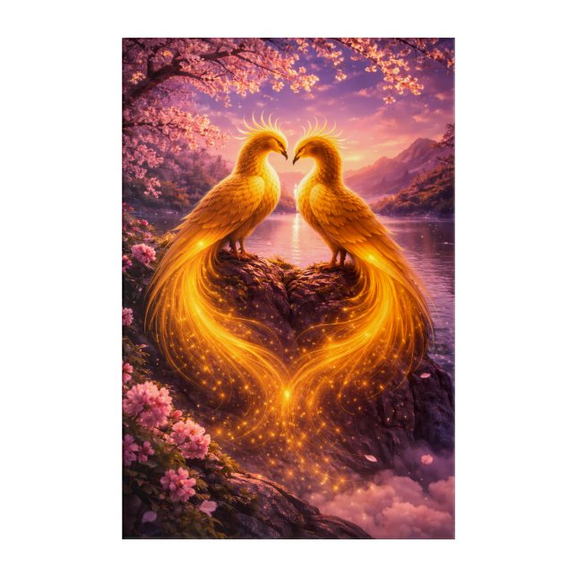 Twin Phoenixes of Eternal Light Acrylic Print (Front)