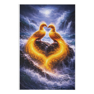 Twin Phoenixes of Eternal Light Faux Canvas Print