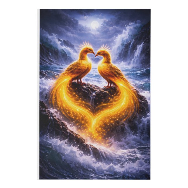 Twin Phoenixes of Eternal Light Faux Canvas Print (Front)