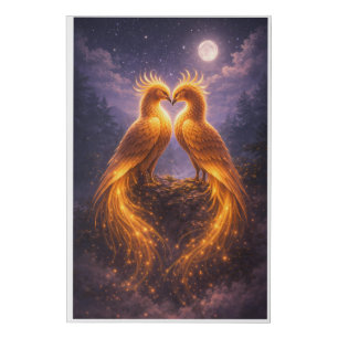 Twin Phoenixes of Eternal Light Faux Canvas Print
