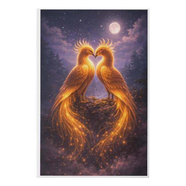 Twin Phoenixes of Eternal Light Faux Canvas Print (Front)
