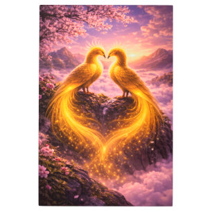 Twin Phoenixes of Eternal Light Metal Print