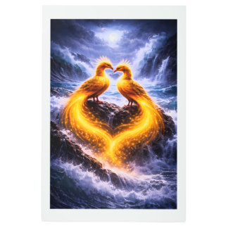 Twin Phoenixes of Eternal Light Metal Print