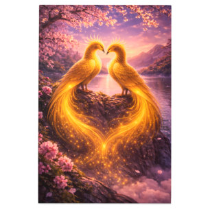 Twin Phoenixes of Eternal Light Metal Print