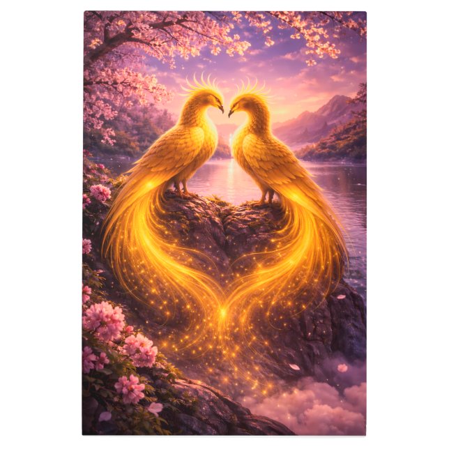 Twin Phoenixes of Eternal Light Metal Print (Front)
