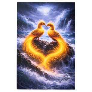 Twin Phoenixes of Eternal Light Metal Print