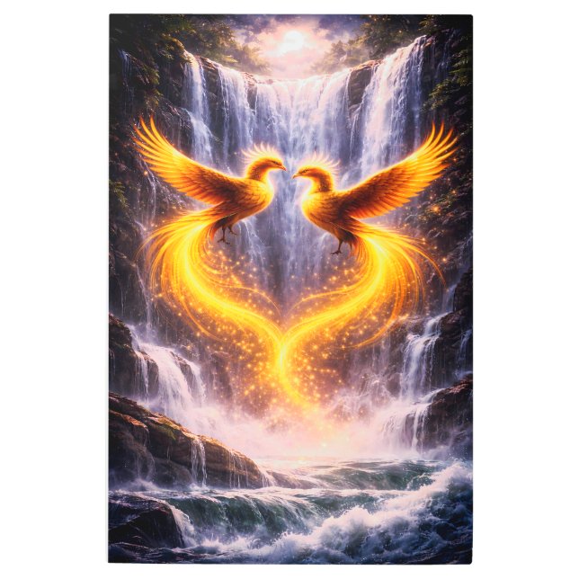 Twin Phoenixes of Eternal Light Metal Print (Front)