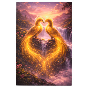 Twin Phoenixes of Eternal Light Metal Print