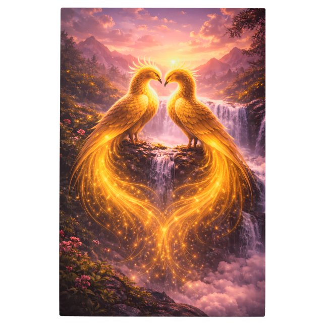 Twin Phoenixes of Eternal Light Metal Print (Front)