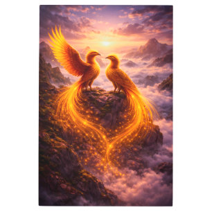 Twin Phoenixes of Eternal Light Metal Print
