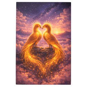 Twin Phoenixes of Eternal Light Metal Print