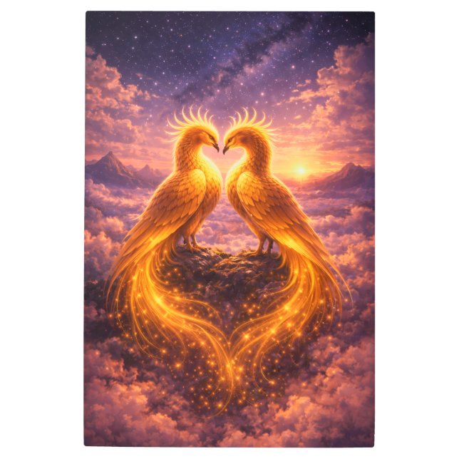 Twin Phoenixes of Eternal Light Metal Print (Front)