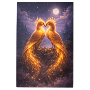 Twin Phoenixes of Eternal Light Metal Print