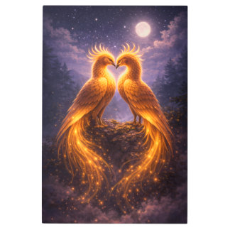 Twin Phoenixes of Eternal Light Metal Print