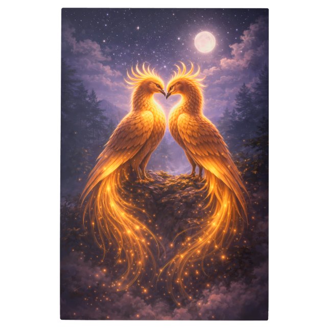 Twin Phoenixes of Eternal Light Metal Print (Front)