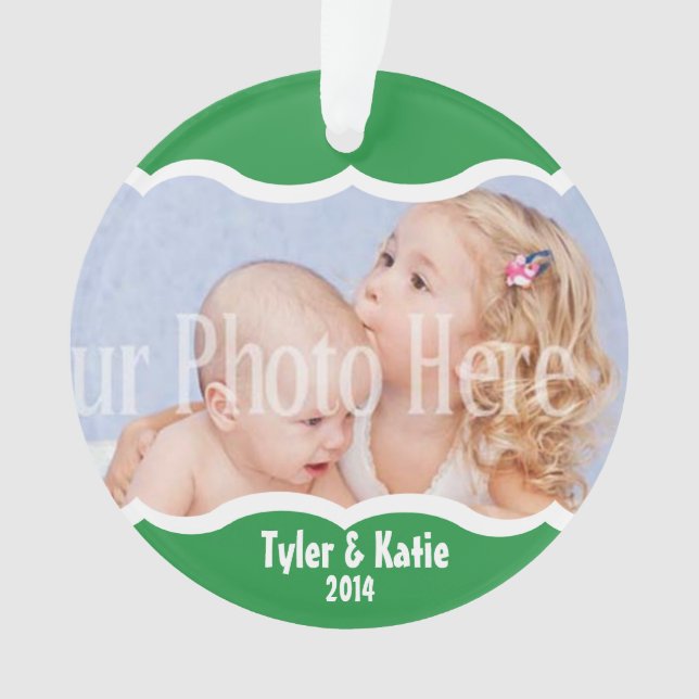 Twin Photo Keepsake Green Ornament (Front)