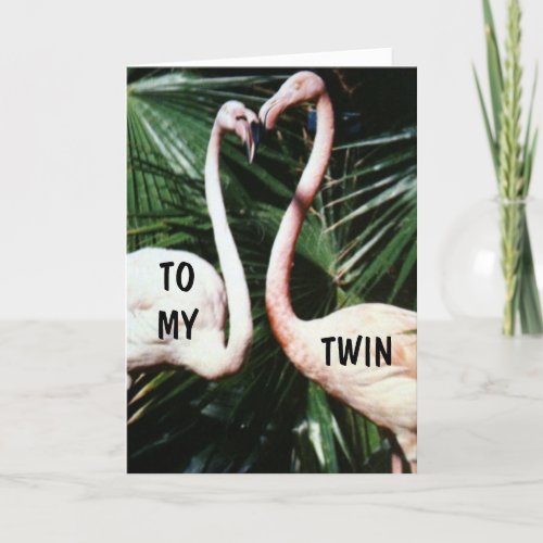 TWIN PINK FAMINGO HUMOR BIRTHDAY CARD