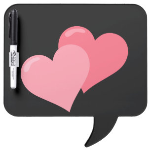 Twin Pink Hearts Dry Erase Board